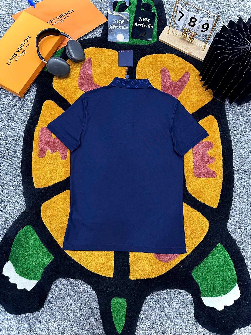 Áo polo Louis Vuitton LV Xanh than họa tiết cổ logo thêu ngực Like Auth 1-1 on web MK